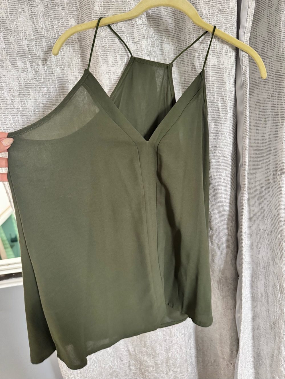 Olive Green V-Neck Spaghetti Strap Tank Top